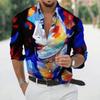 Fashion Long Sleeve Lapel Button Up Plus Size Shirt Men 3d Print Blouse