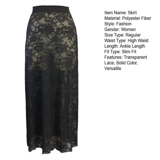 Obepínací sukně do tvaru rybího ocasu, vysoký pas, úzká, průhledná krajka, maxi sukně, na bankety, rande, univerzální pro denní nošení