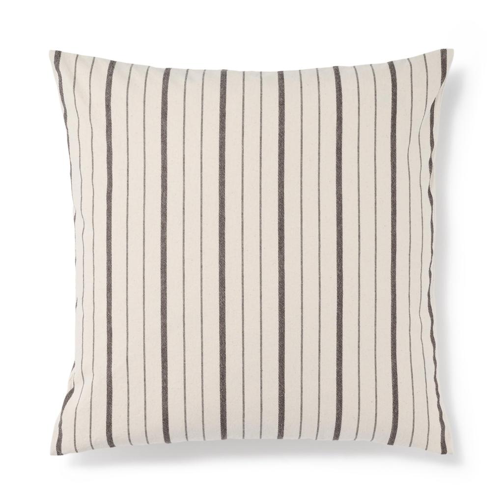 MUJI Washed Cotton Cushion Cover, 43 X 43 Cm, Natural Stripe