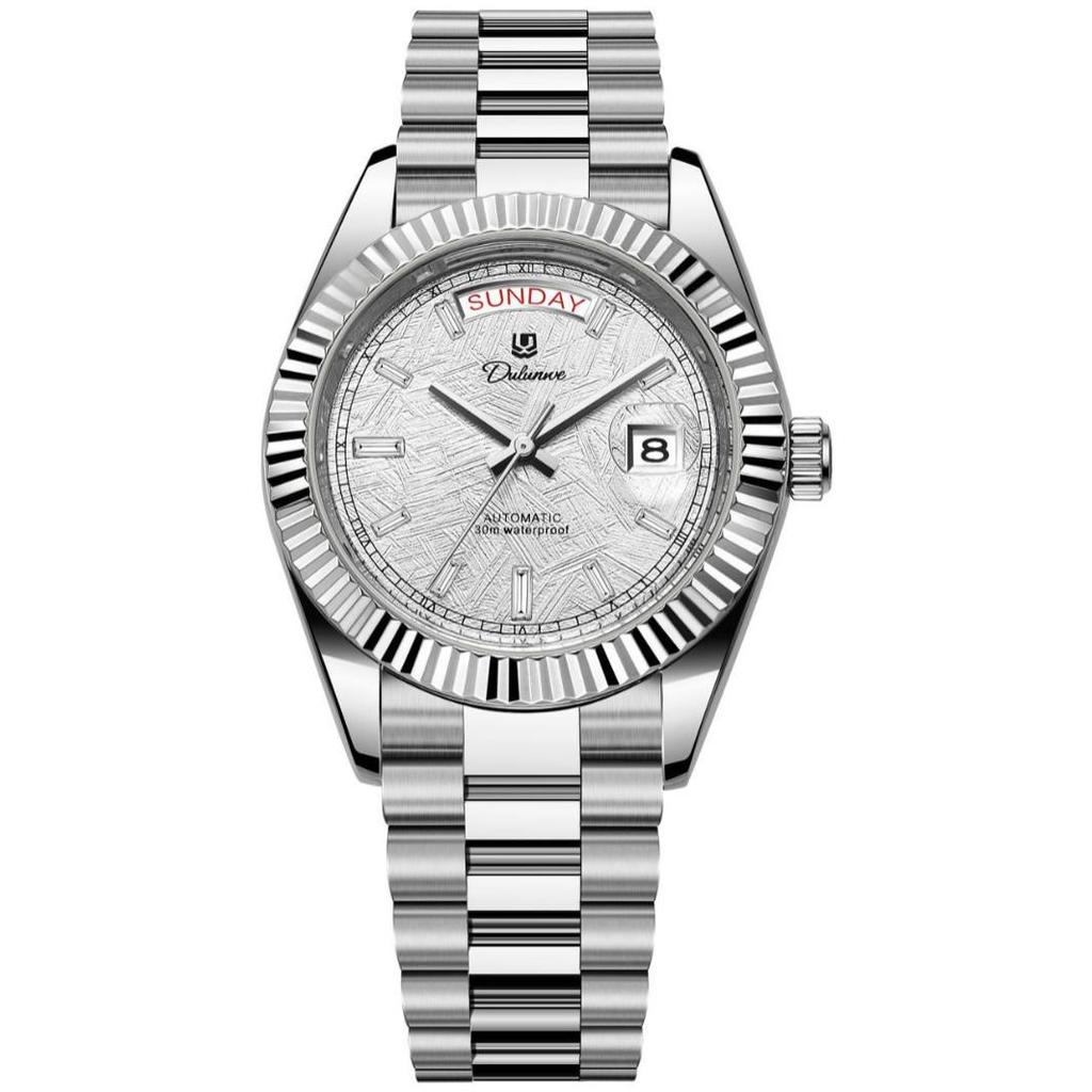 Durlanwei White Starry Double Log Automatische Herren Business Mode Wasserdichte Uhr