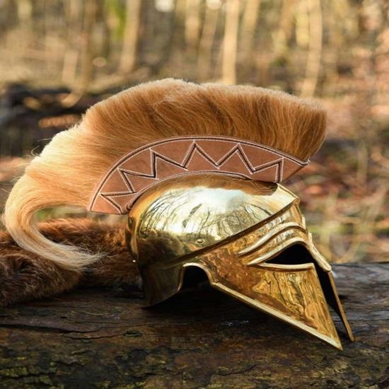 Italo-Corinthian Helmet with Plume, 1.3 Mm Brass Gold Finish