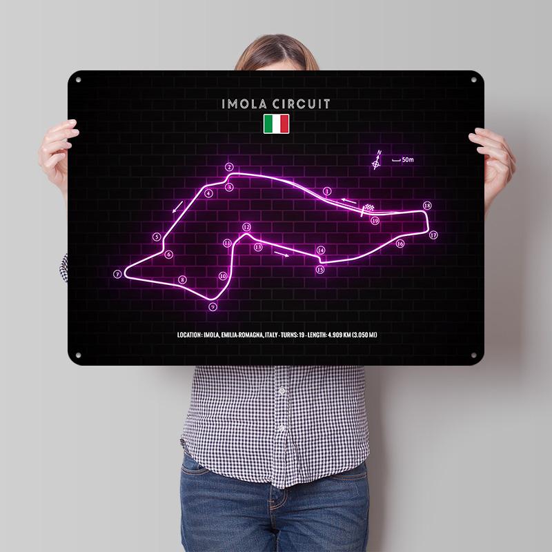 Imola Circuit Personalized D Textured Metal Poster Wall Art Vintage Tin Signs for Custom Plate Mancave Decoration Gaming House