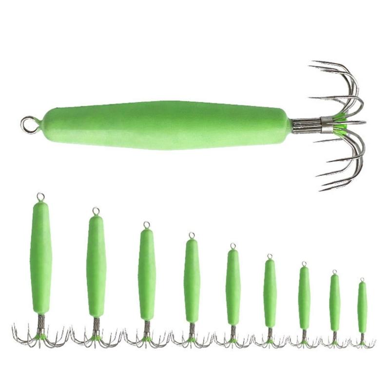 Multiple Hook Squid Fishing Lures Glow In Dark Coating Precisions Weight Marking For Performances