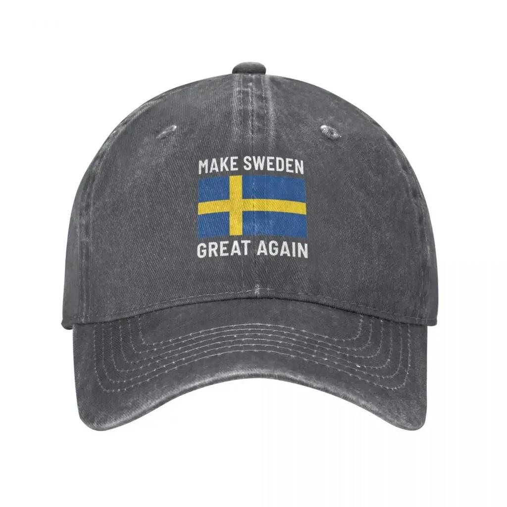 Make Sweden Great Again Sport Retro Denim Washed Baseball Caps Men Cowboy Activities Hats Hiking Peaked Cap
