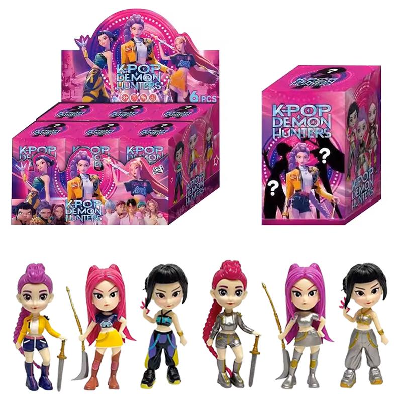 6pcs/Set Kpop Demon Hunters Figure Toy Cartoon Rumi/Mira/Zoey Action Figure PVC Desktop Decoration Model Doll Toy Fans Gift