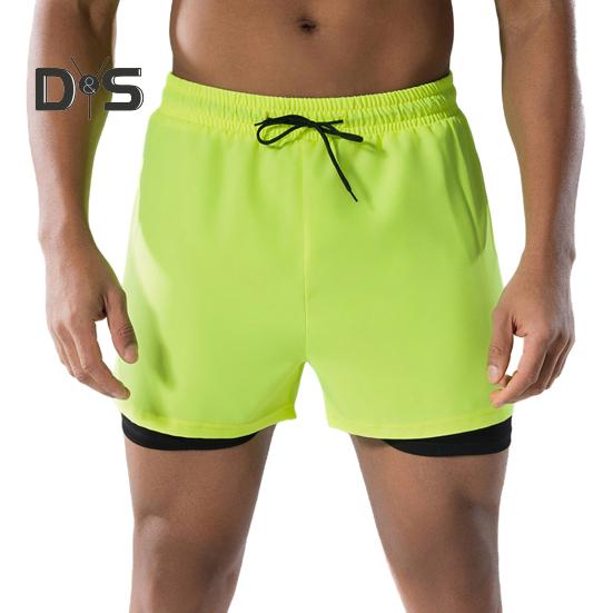 Herren-Badeshorts, doppellagig, schnelltrocknend, mit Kordelzug, elastischer Bund, Surf-Badeshorts für heiße Quellen, hohe Elastizität, Komfort