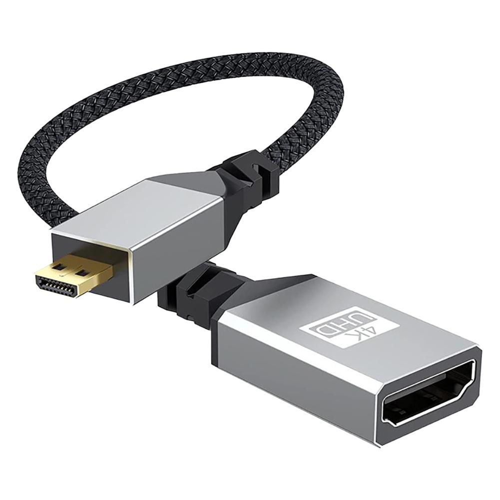 

20CM Micro HDMI-Compatible Extension Cable V2.0 Micro HDMI-Compatible Male To Female Cable Right Angled for Cameras HDTV Monitor