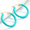 [Takeda Jewelry] Turquoise Blue Loop Earrings, Genuine Enamel Hoop Earrings, Sterling Silver S925, Popular, Enamel Finish, Cute, Simple, Hypoallergeni