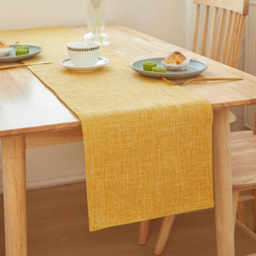 Simple Linen Table Runner Rectangular Solid Color Table Cloth Double-sided Household Dining Tables Decor