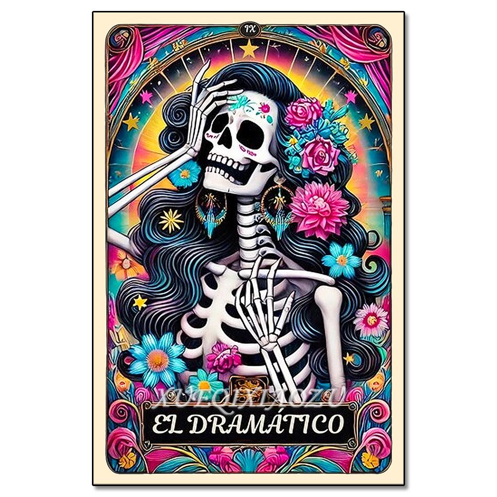 Peinture Art Diamant DIY Squelette Dames Mosaïque Point de Croix Set Art Fleur Pierre Précieuse Incrustation Cadeau DIY Décoration Peinture