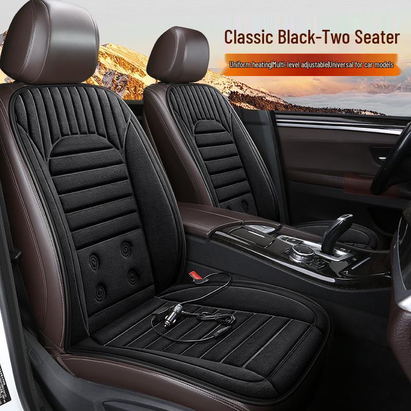 Car Heated Seat Cover with Backrest, 12V/24V for Sedans, Trucks, and Minivans.