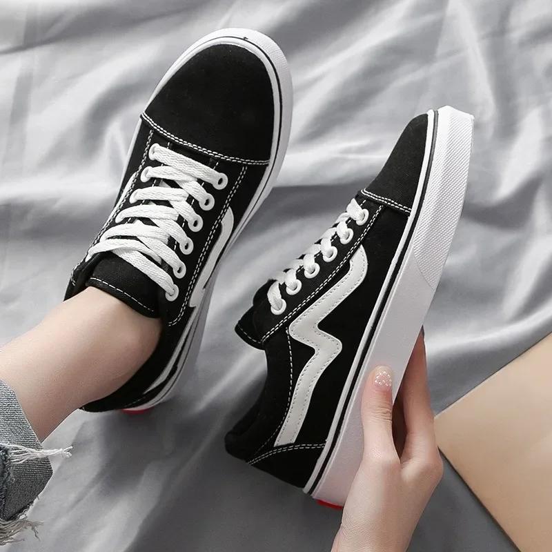 

Women Outdoor Breathable Skateboarding Canvas Walking Trainers Youth Students Flat Jogging Sneakers Low Upper White Shoes Tennis 40 чорний