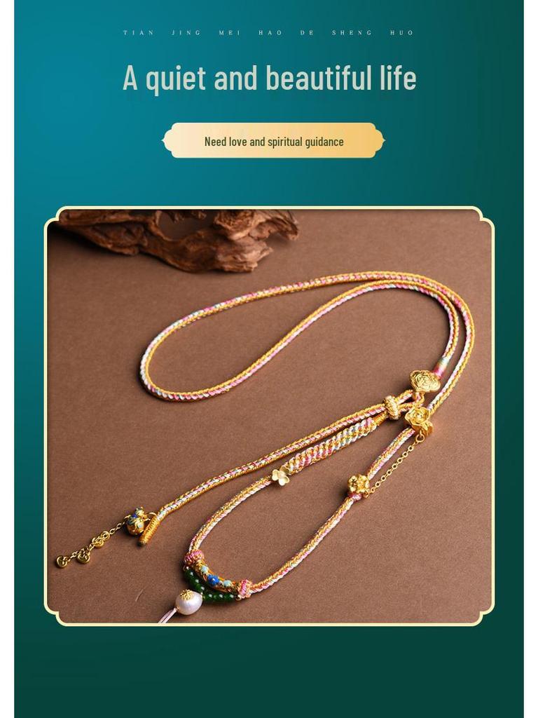 Tibetan Handmade Ethnic Pendant Necklace with Hand-Painted Thangka Amulet