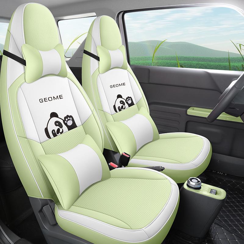 Panda Mini Cartoon Car Seat Cover, Full Wrap, Cute Leather for All Seasons