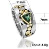 Ethnic Style Jewelry, Creative Hollow Pattern Inlaid Green Zircon Ring, Trendy Fashion Ring Ring