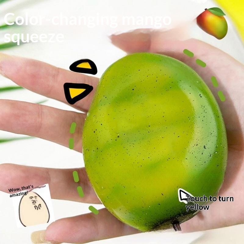 Kleur Veranderende Mango Squishy Fidget Speelgoed, Zachte Asmr Sensorische Knijpbal, Anti-Angst Stressverlichting Fidget Speelgoed Voor Kinderen Volwassenen