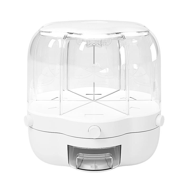 Rotating Rice Storage Bin: Insect & Moisture-Proof, Sealed Divided Grain Canister for Household Use