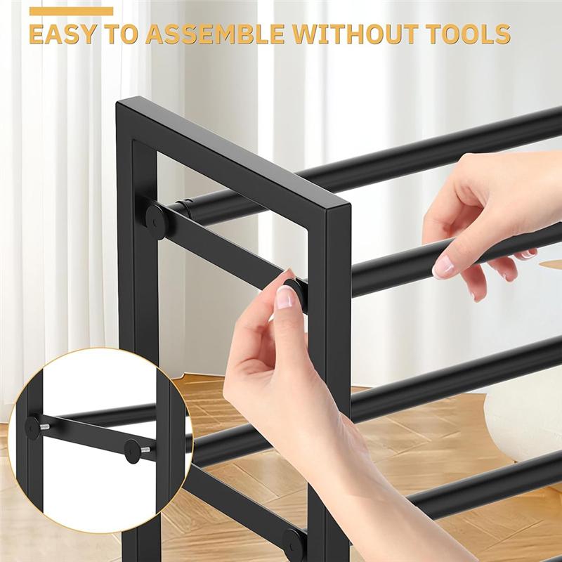 A25F-Shoe Rack 2 Tier Expandable& Stackable, Metal Adjustable For Closet Shelf Organizer Storage For Entryway