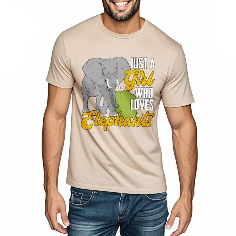 Everyday Tee New Arrived Boys Crew Neck Tshirt Streetwear Just A Girl Who Loves Elephants Stylish For Unisex Tops Breathable Tee