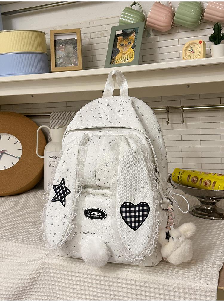 Schoolbag new rabbit ear three-dimensional schoolbag Korean girl milk waxy gentle feeling travel versatile leisure travel backpack