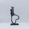 Cast Iron Heart Couple Decorative Metal Sculpture Living Room Bookshelf Figurine Human Statue Craft Ornament Room Decoration New