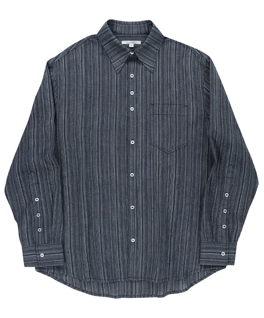 SLOWACID Striped Button Shirt [Navy]