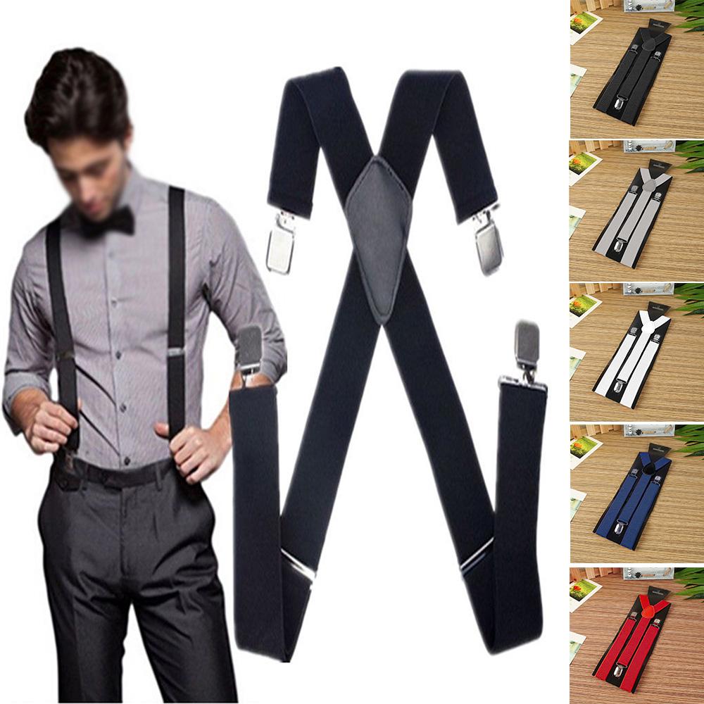 Suspenders for Men 35MM Genuine Leather Adjustable Y Shape Solid Suspenders 3.5 cm Width