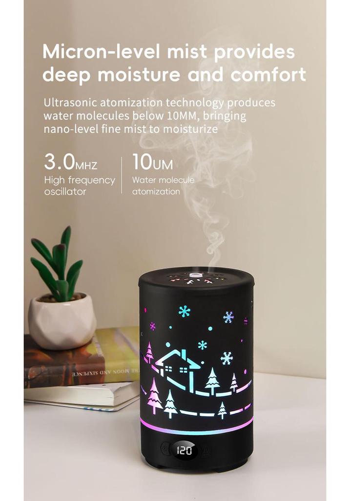 USB Desktop Aroma Diffuser with Flame Effect, Large Mist Humidifier, RGB Ambient Light - Ideal for Hotels & Commercial Spaces