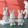 DIY Paint Fluid Rabbit Figure Handmade Pigment Doll Toy White Vinyl Bear Figurine Sculpture House Decoration Table Accessories