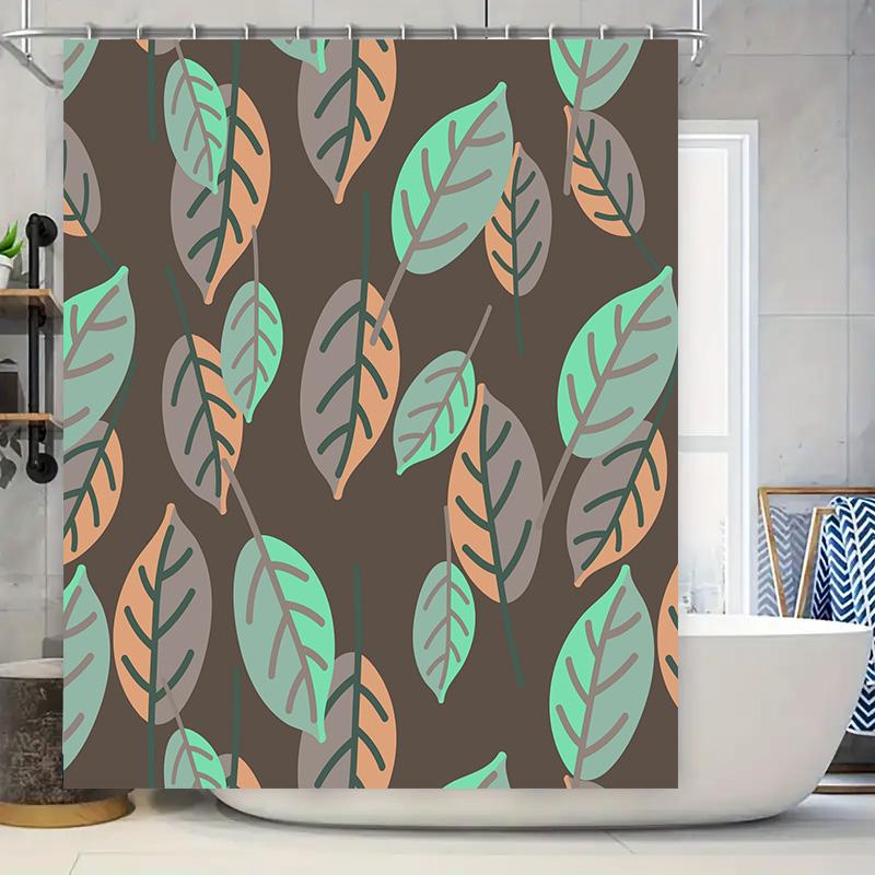 Blattmuster Duschvorhang Wasserdicht Polyesterstoff Badezimmer Dekor Anpassbare Größe Verschiedene Farben Erhältlich Modern Functio