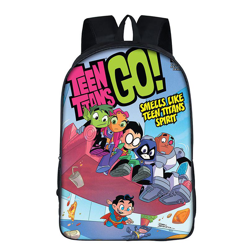 Teen Titans Go Kids Cartoon Backpack With Large Capacity And Smooth Zipper
