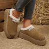 Fashion Pearls Decor Cotton Platform Slippers Women Autumn Winter Plush Warm Cotton Shoes Woman Plus Size Anti Slip Snow Boots Female