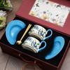 Set di Tazza da Caffè e Sottotazza in Ceramica Retro di Alta Gamma con Scatola Regalo per il Tè del Pomeriggio