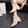 Fashion Women Suede Ankle Boots Chunky Heels Autumn New Fashion Mid-heel Shoes Women Trend Snow Boots Elegant Walking Goth Botas Mujer
