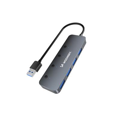 Hub Verteiler 4x USB-A mit Schaltern Aluminium - Grau