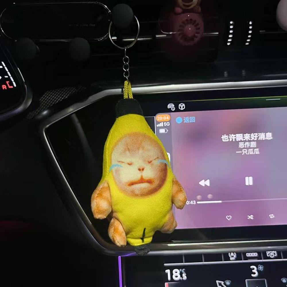 Funny Banana Cat Plush Pendant PP Cotton Car Bag Pendant Sound Plush Doll  Universal