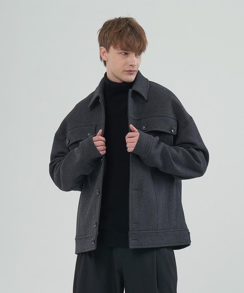 Comspace1980 Wool Blend Blouson Coat_Charcoal