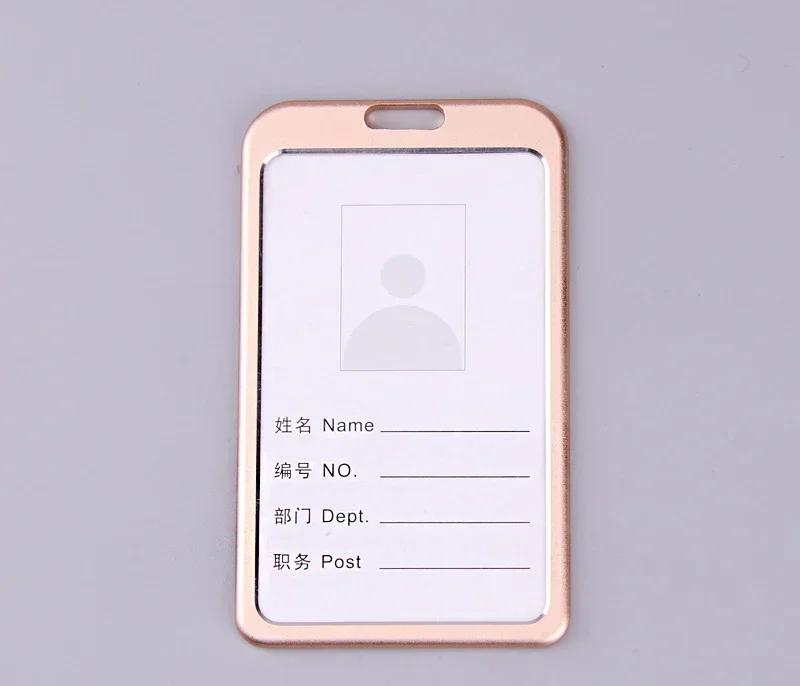 1PC Work Card Holders Men Women Business Bank Credit Card Holder Name ID Card Cover Fashion Metal Work Badge Case