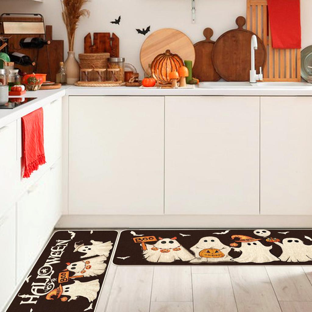 Halloween Ghosts And Horror Polka Dot Kitchen Rug 2-Piece Set, Fun Kitchen Mats, Suitable For Home Use