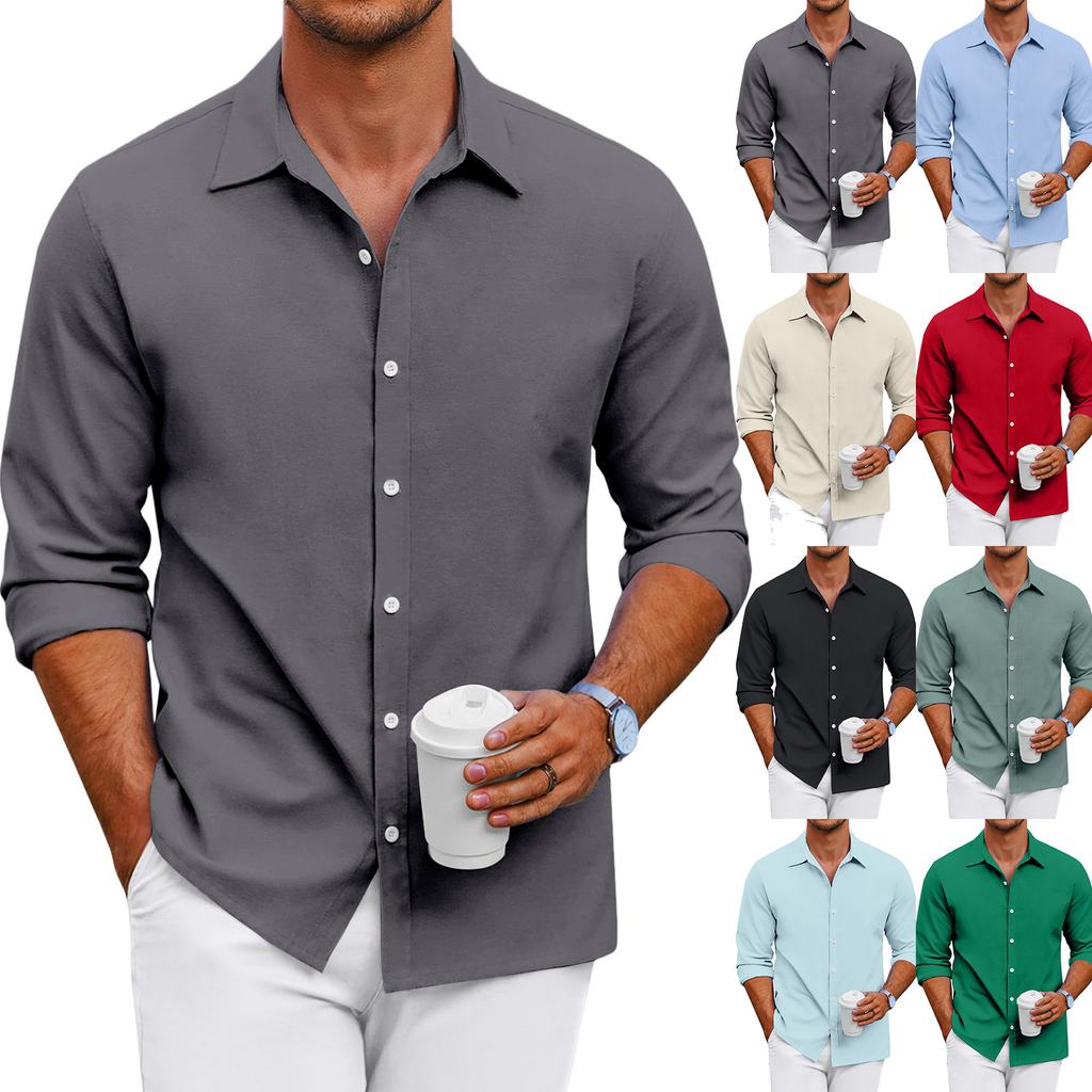 Men's Loose-fitting Casual Button-down Long-sleeved Shirt