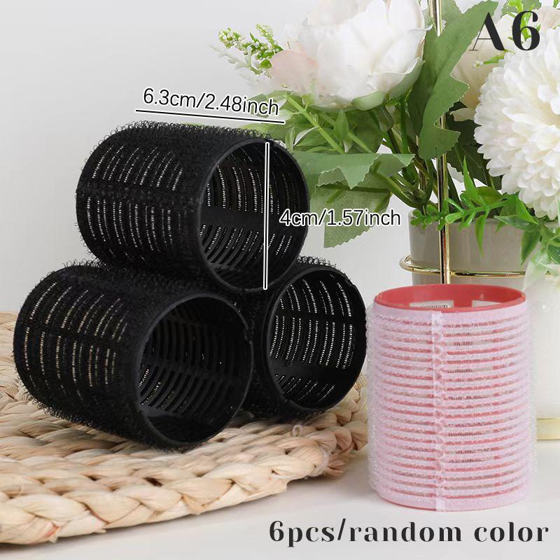 6Pcs Hair Roller Set Self Grip Heatless Hair Curler Different Size No Heat Self-adhesive Curling Hairdressing Styling Tool