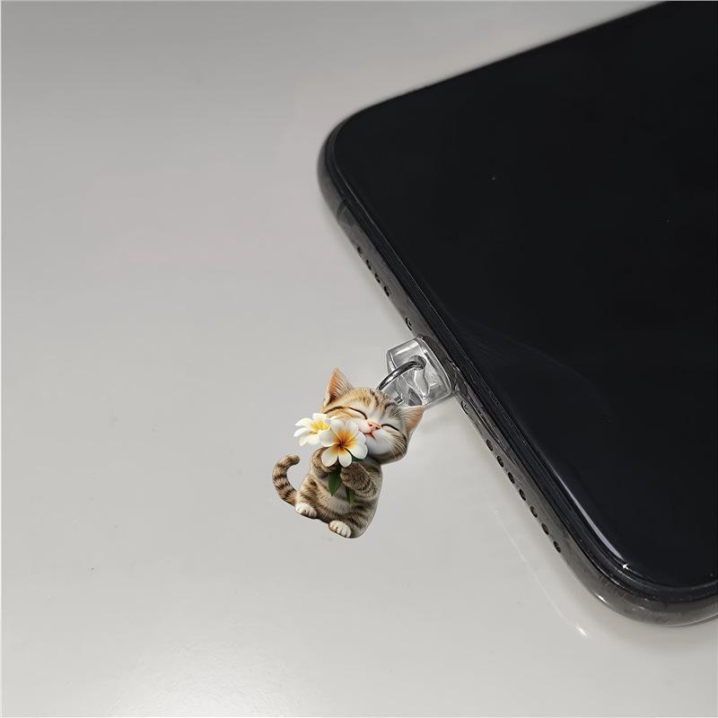 

Cartoon Kitten Acrylic Phone Dust Plug for iPhone & Type-C Standard