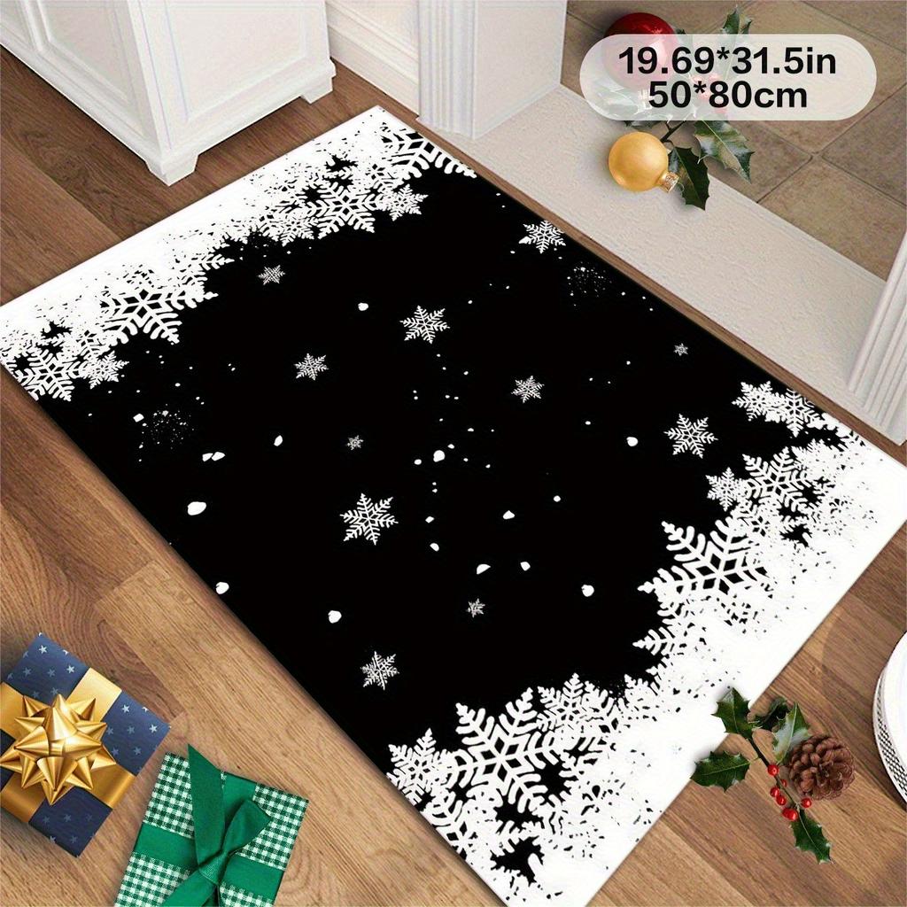 1 Stück Schneeflockenmuster Fußmatte Modern Küche Polyester Teppich Rutschfest Bunt Innen Teppich, Für Zuhause Badezimmer Schlafzimmer Wohnzimmer Dekor