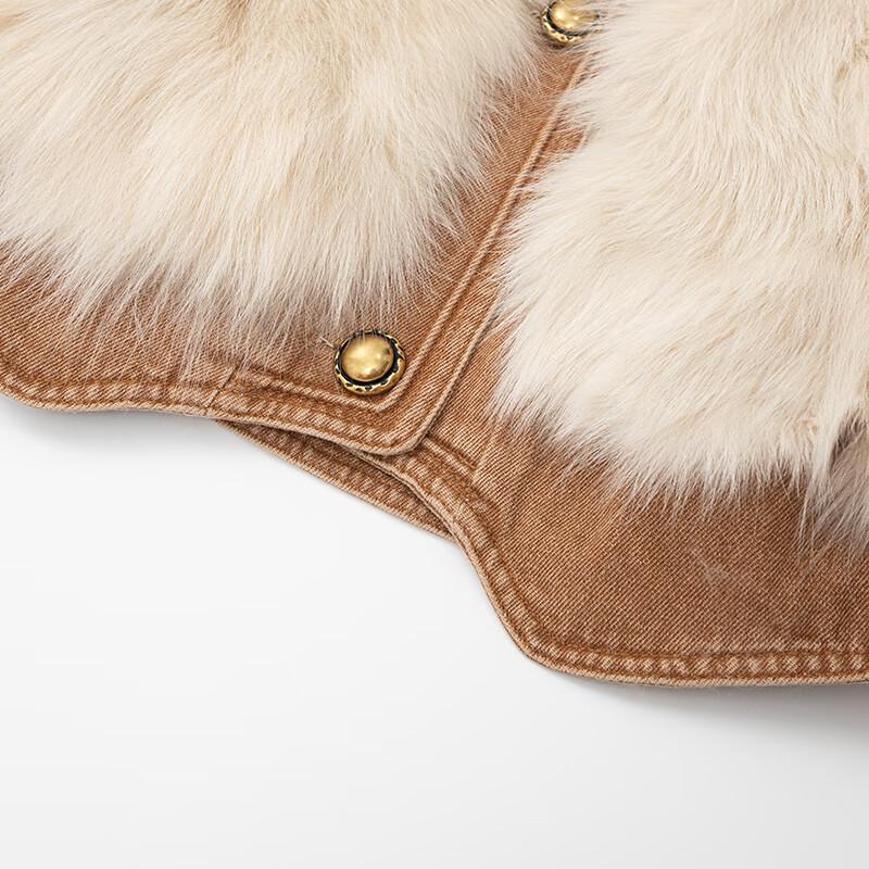 JOY SPEAKER Women's Velvet-Lined Faux Fox Fur Winter Coat