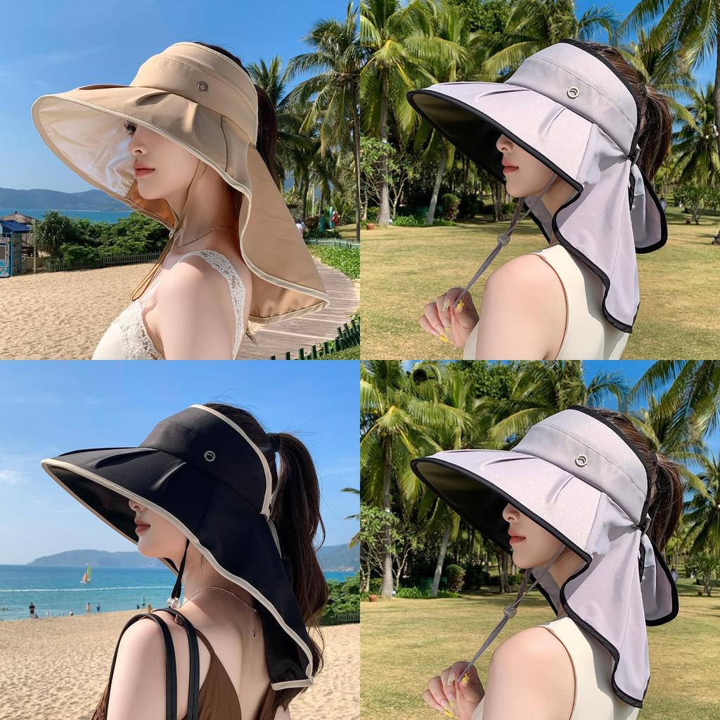 Outdoor Sun Protection Hat With Wide Brim And Neck Cover For Summer Beach Casual Wear