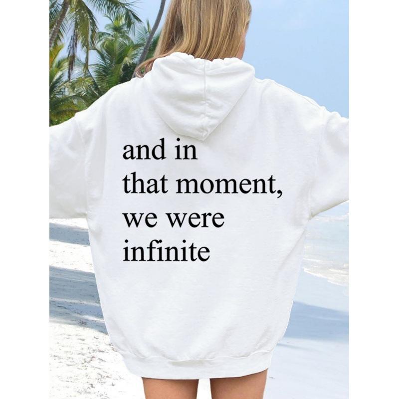 Independent Station Plus Size Women s Down Sleeve Sweater Plain Letter Print Kangaroo Pocket Drawstring Hooded S