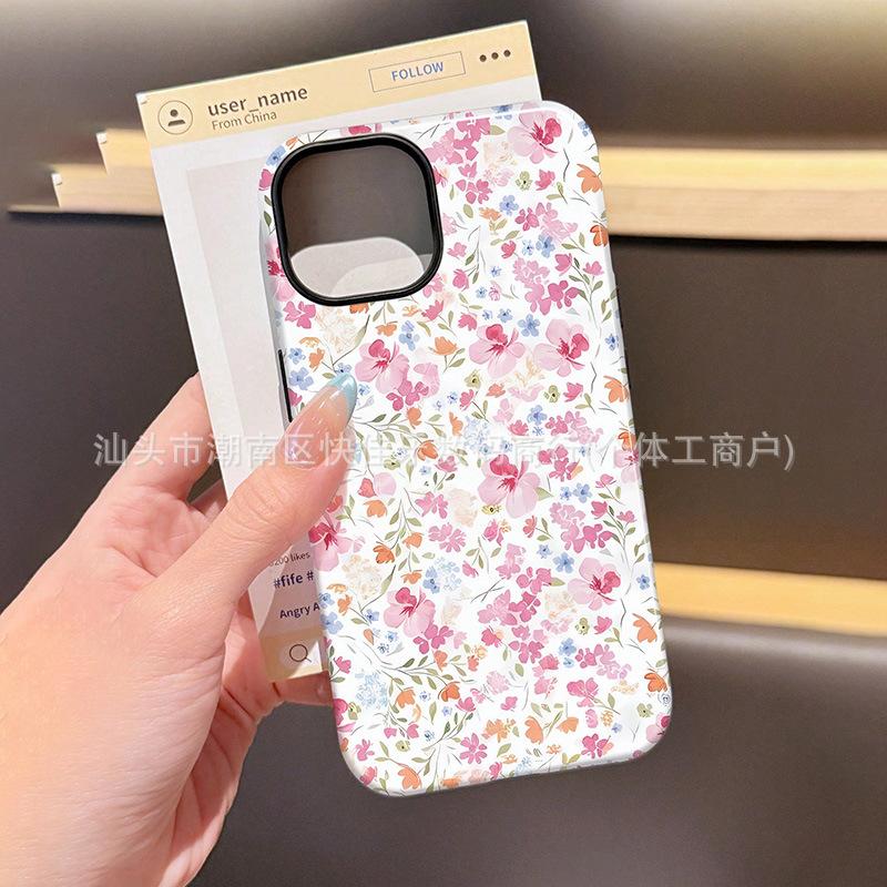 Small floral film mobile phone case is suitable for Apple 16promax glossy iPhone17 girl 15plus/14/13