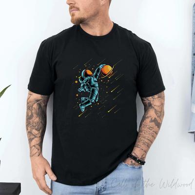 Herren Astronauten T-Shirt Herren Lustiges Weltraum Shirt, Kosmisches Shirt Rakete Sci-Fi T-Shirt Retro Streetwear Kurzärmeliges Herren T-Shirt