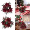 Christmas Candle Ring Wreath Party Artificial Rose Flower Candlestick Holder