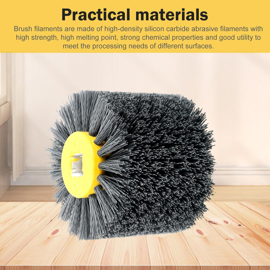 320/120/80 Grit Abrasive Nylon Drawing Wheel Drum Burnishing Polishing Brush 120X100mm for Wooden Furniture Floor Polishing